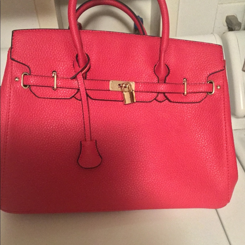 Pink Leather Purse Large w/shoulder strap ONLY - Picture 1 of 6
